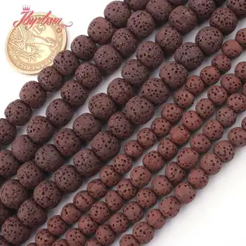 

8,10,12,14mm Smooth Round Bead Brown Lava Rock Natural Stone Beads For DIY Necklace Bracelets Jewelry Making 15" Free Shipping