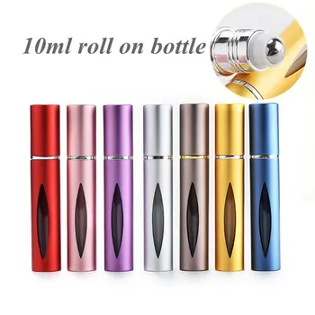 

5pcs High Quality 10ml Roll On Bottle Refillable Metal Perfume Bottle with roller Ball Essential Oil Glass Bottle Free Shipping