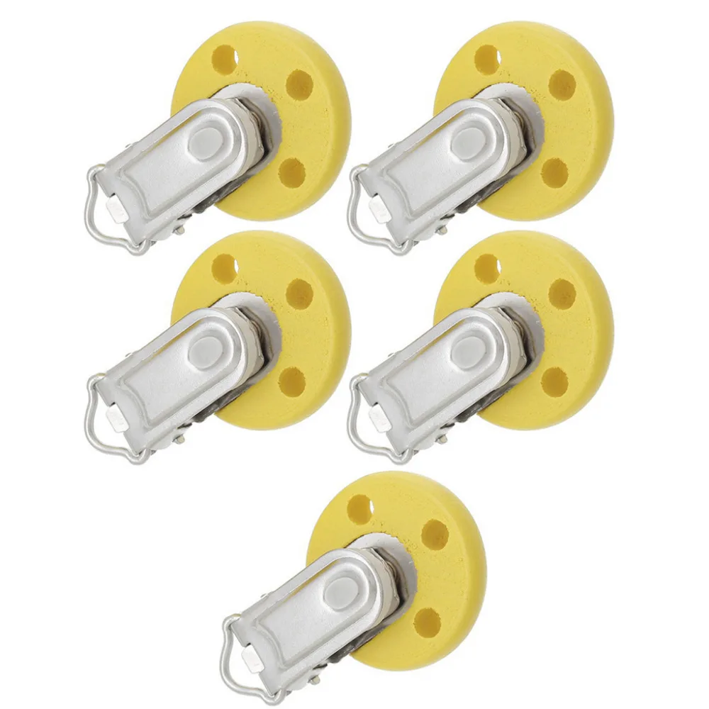 Hot Selling 5Pcs New Wood Home Baby Round Pacifier Clip Metal Holders 3 Hole 4.4cm x 2.9cm #330