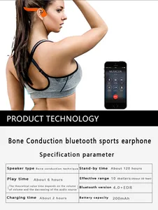 Image 5 - BGreen Bone Conduction Wireless Sport Bluetooth Headphone Stereo Earphone Sports Headset With Microphone Support Phone Call