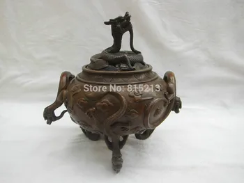 

bi00812 Pure100% bronze Dragon Xuande censer incense burner Figures Statue