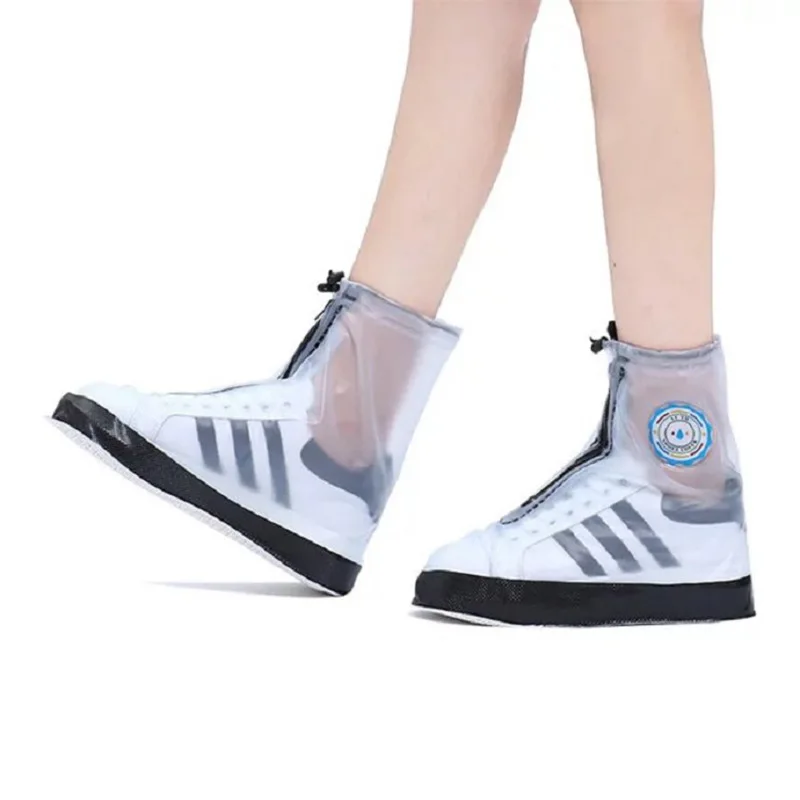 

Yiwumart 1pair Reusable Waterproof Non-slip Zipper Shoe Covers Wear resistant Shoes Protector Men Women Rain Overshoes Cover