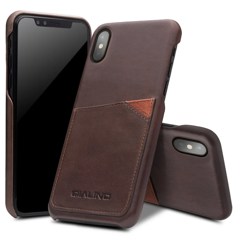 QIALINO for iphone X Case 5.8"Genuine Dermis Leather Cases ...