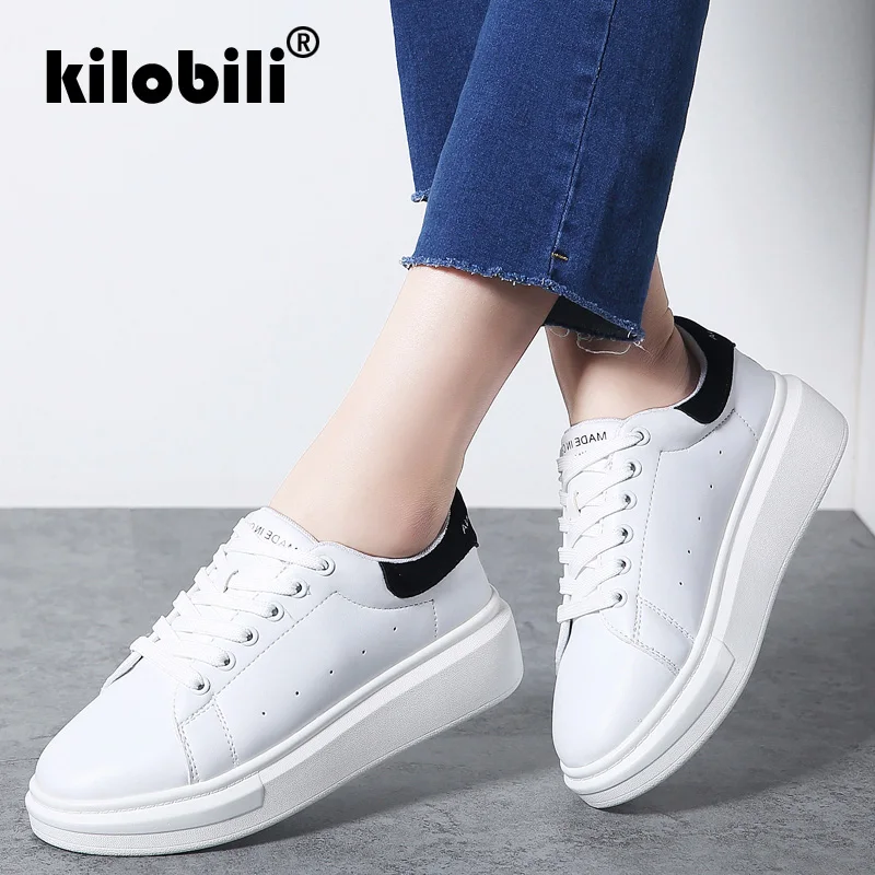 Kilobili/2019 весенние женские сникерсы на платформе женская повседневная обувь из