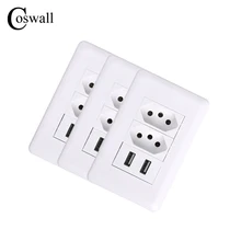 3 шт./лот, Coswall настенная розетка Бразилия 15A Brasil Стандартный двойной Soquete 5 в 2.1A двойной usb-порт для зарядки AC 110~ 250 В