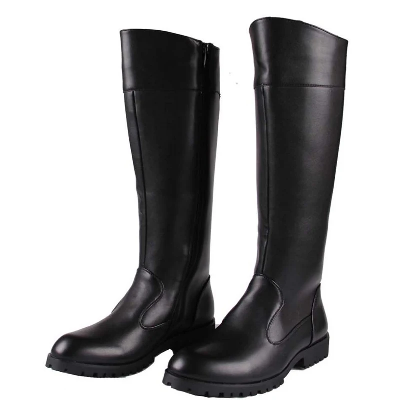 

2016 shoes men South Korea style fashion men's Knee High Boots fashion handsomeRiding Martin boots for men botas black