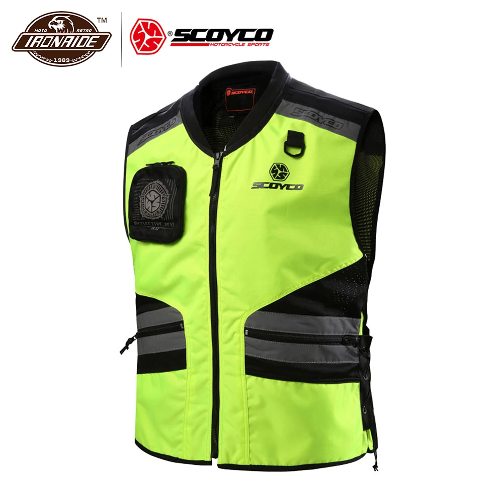 

SCOYCO Reflective Protective Vest Motorcycle Vest Reflective Motorcycle Chaleco Ciclismo Reflectante Ropa Moto Green M XXL