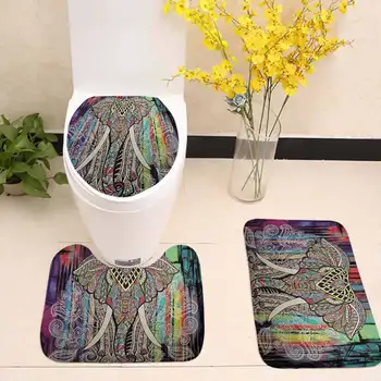 

3pcs/set Lucky Elephant Bath Mat Sets Bathroom Carpet Anti Slip Rugs Cushion Toilet Seat Cover Bathroom Sets for Home