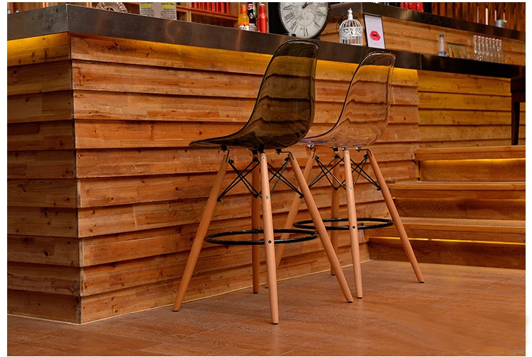 Современные Дизайн прозрачный Пластик деревянная кухня номер счетчика стул барный стул высокий барный стул высота сиденья 65 см или 69 см 1 предмет