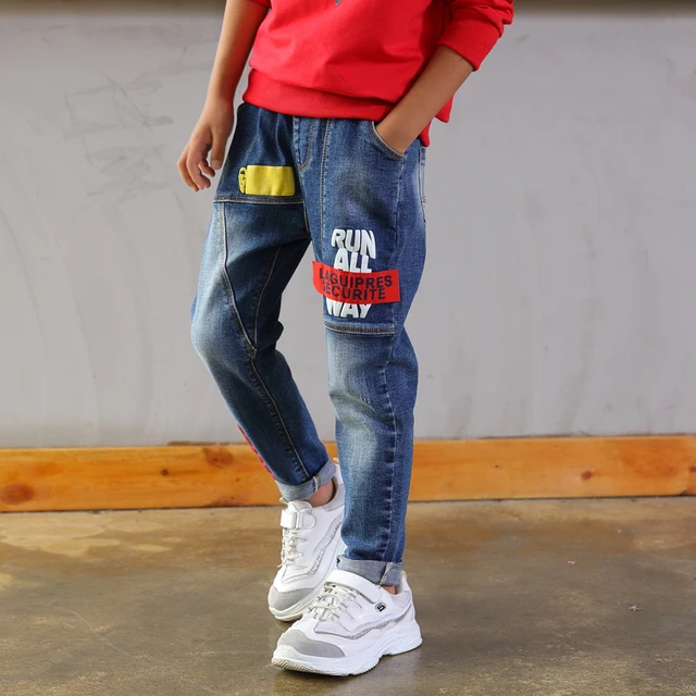 Autumn Spring Baby Boys Jeans Pants Kids Clothes Cotton Casual Children Trousers Teenager Denim Boys Clothes 4-14Y Light colour 5