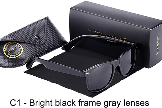 C1-Bright black frame gray lenses