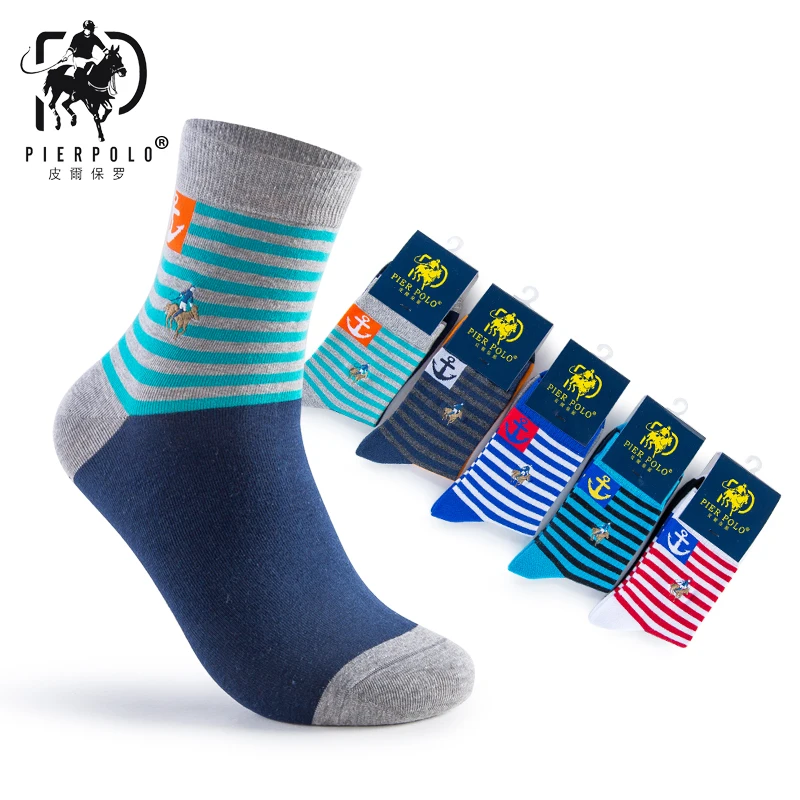 

New autumn and winter PIERPOLO cotton men's sports socks fine embroidery business men socks wholesale
