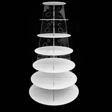 7 ярусов белый круг акриловое сердце кекс вечерние свадебные торт стенд Трафарет FedEx