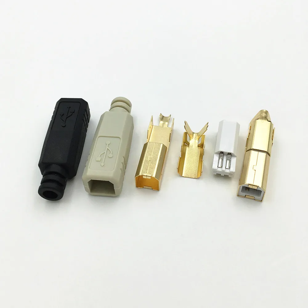 10Pcs USB 2.0 Type B 4 Pin Male Solder Plug Connector Socket For Printer Port 