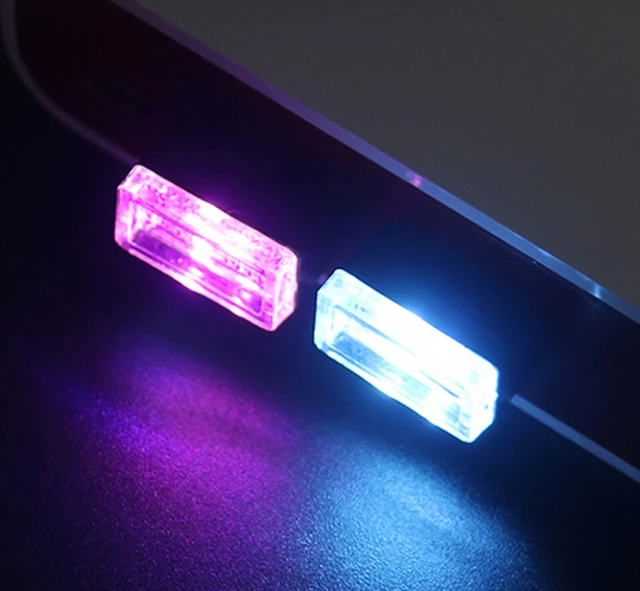 1PC MINI USB bleu LED Voiture intérieur lumière ambiance néon