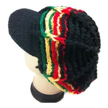 Ручной вязки крючком Ямайка регги раста Шапки козырек остроконечные берет шапки маскарадный костюм на Хэллоуин шерсть Gorro