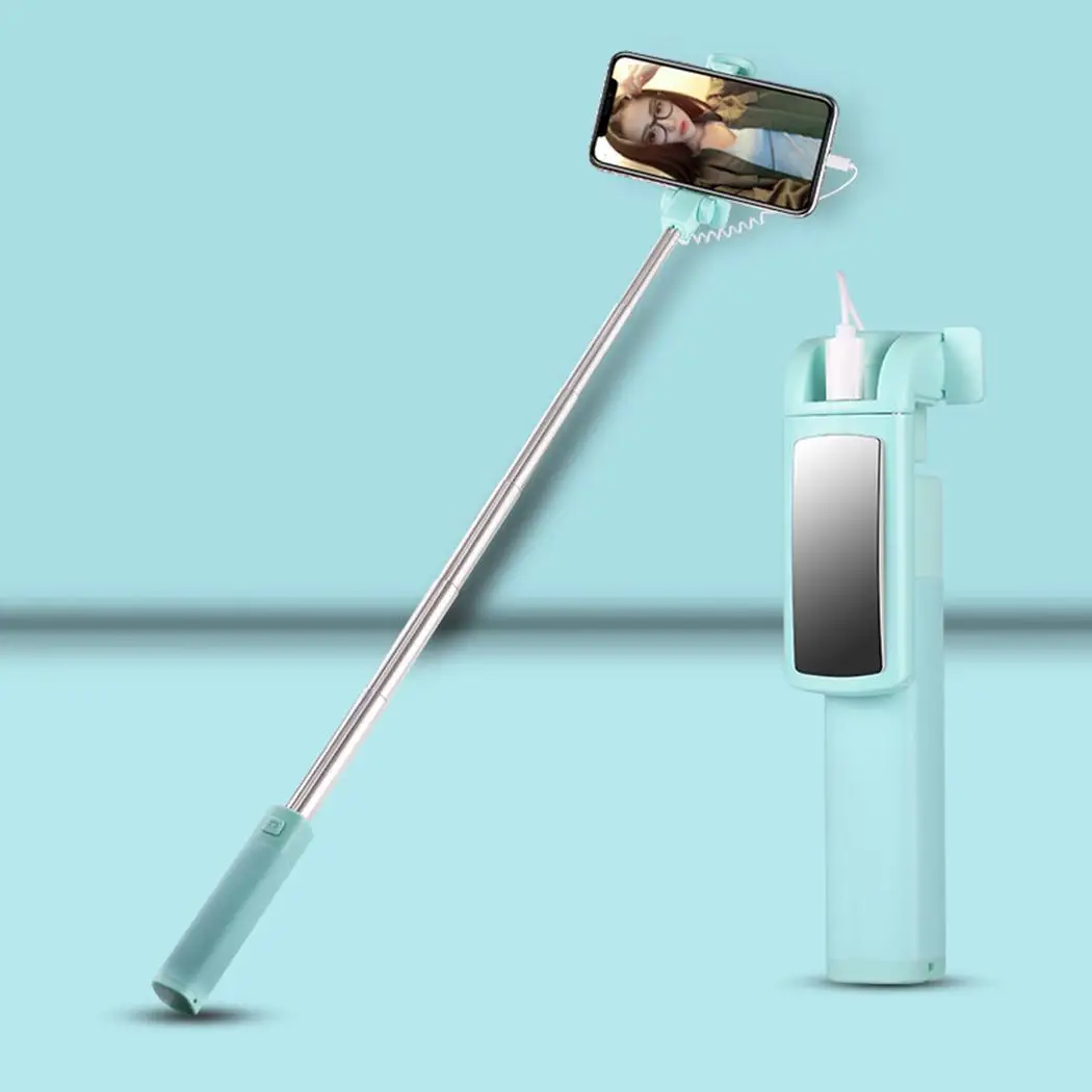 

Mini Portable Folding Wire Control Non-Slip Handle Selfie Stick For Phone