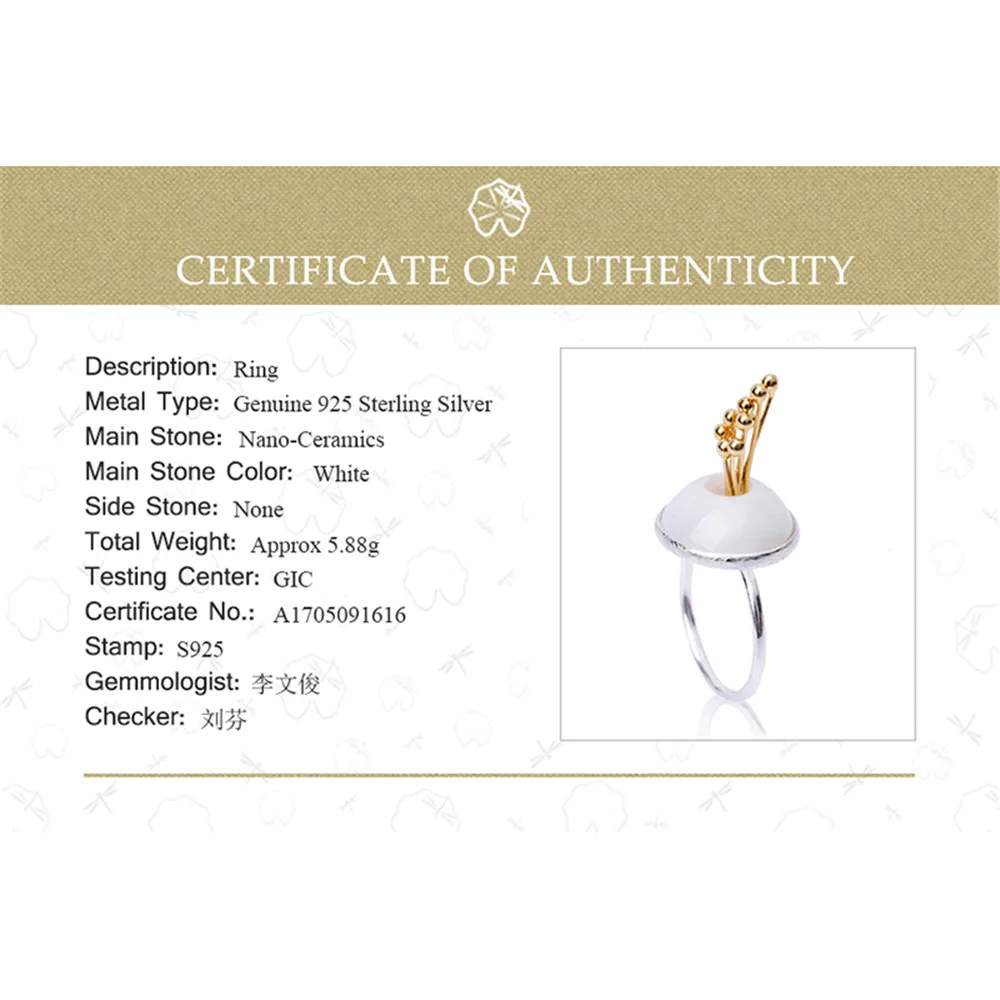 Lotus Fun Real 925 Sterling Silver Natural Nano-Ceramics Original Handmade Designer Fine Jewelry Flower Bud Female Rings Bijoux