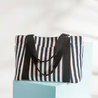 Casual Women Canvas shopping Shoulder Bag Simplicity Female Tote Soft Medium Size Messenger Bag for Teenagers striped beach bag