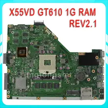 original X55VD laptop motherboard X55VD REV2.2 HM76 PGA 989 N13M-GE6-S-A1 GeForce GT 610M 1 Gb tested Ok