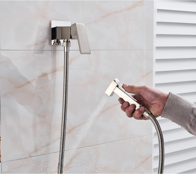 Solid Brass Square Shower Sprayer Head Tap Bidet In 4 Colors