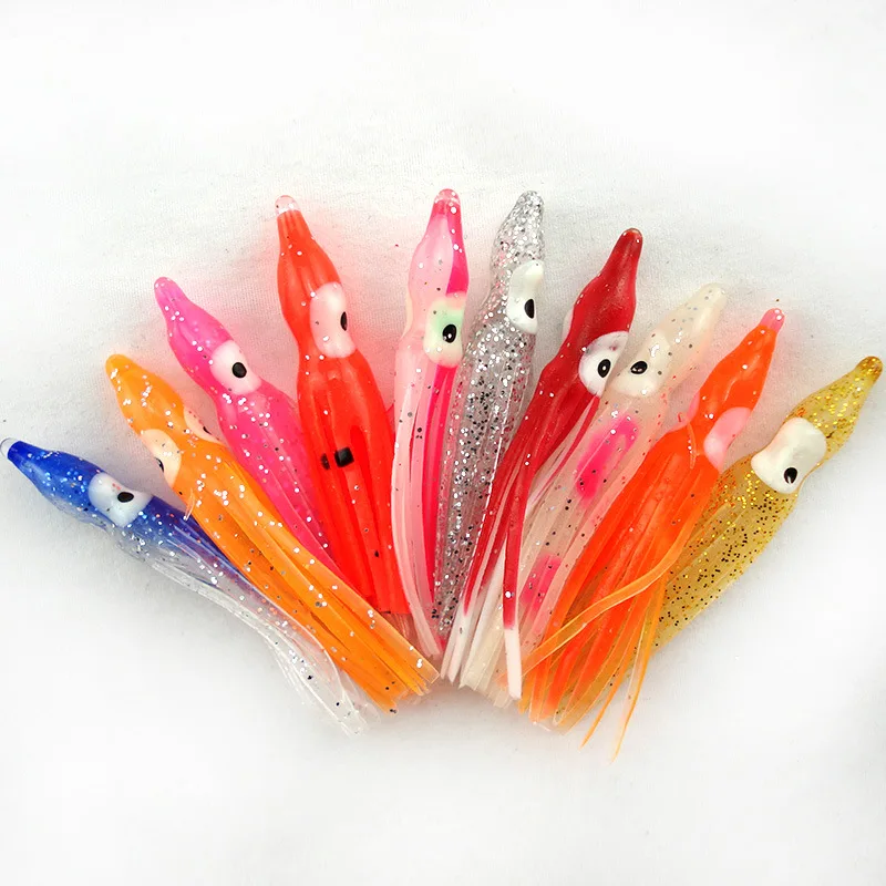 10pcs 4cm Soft Rubber Squid Skirts Bionic bait Fishing Tackle Sea Fishing Octopus bait Threads Skirts Soft Lures Mixed color