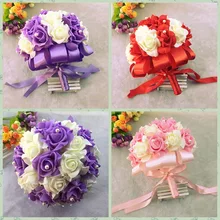 AYiCuthia Bride Flowers New arrival Romantic Wedding Colorful Bride 's Bouquet red pink and purple bridal bouquet S1 cait london blaylock s bride