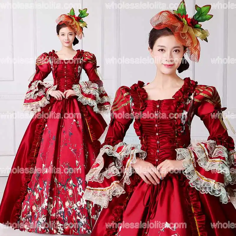 Новинка Брендовые Красные кружевные печатных Мари платье Антуанетты Southern Belle