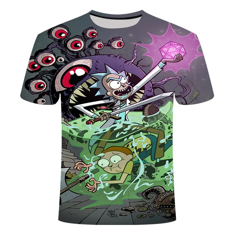 Rick and Morty/Новая забавная футболка с аниме, Мужская 3D футболка, Летняя короткая футболка, мужские топы с круглым вырезом, крутые аниме, с изображением неба