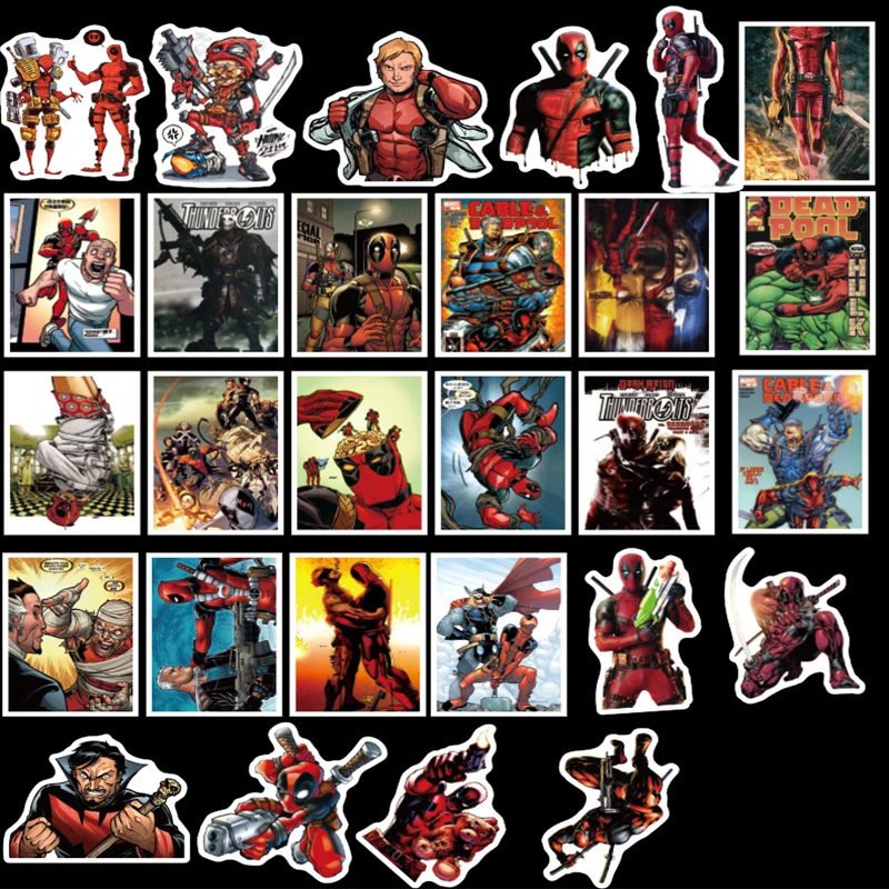 

40PCS Marvel Hero Deadpool Sticker Luggage Computer Car Bike Refrigerator Skateboard PVC Waterproof Sticker