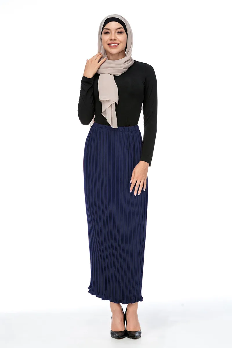 Модная женская шифоновая плиссированная юбка, хлопковая длинная юбка, мусульманская нижняя часть, длина по щиколотку, одежда для исламских вечеринок, зимняя одежда