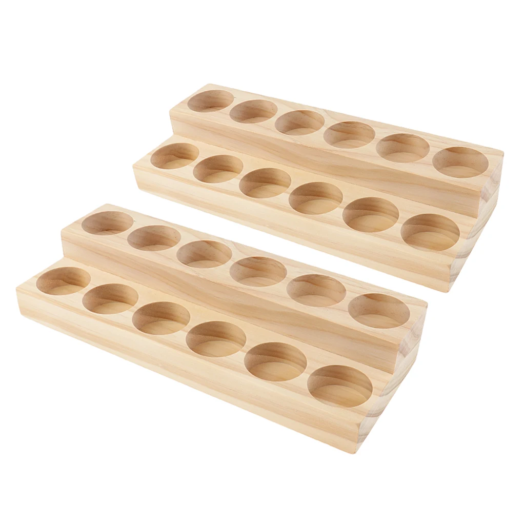 Wood Essential Oils Display Storage Stands 2 Pieces 24 Slots for Home Collection and Salon Retails 3