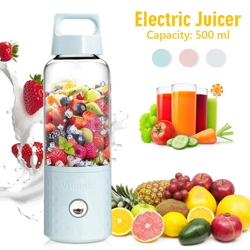 HobbyLane 500ML Portable USB Electric Fruit Juicer Handheld Ourdoor Hiking Water Fruit Stirring Rechargeable Mini Juice Cup