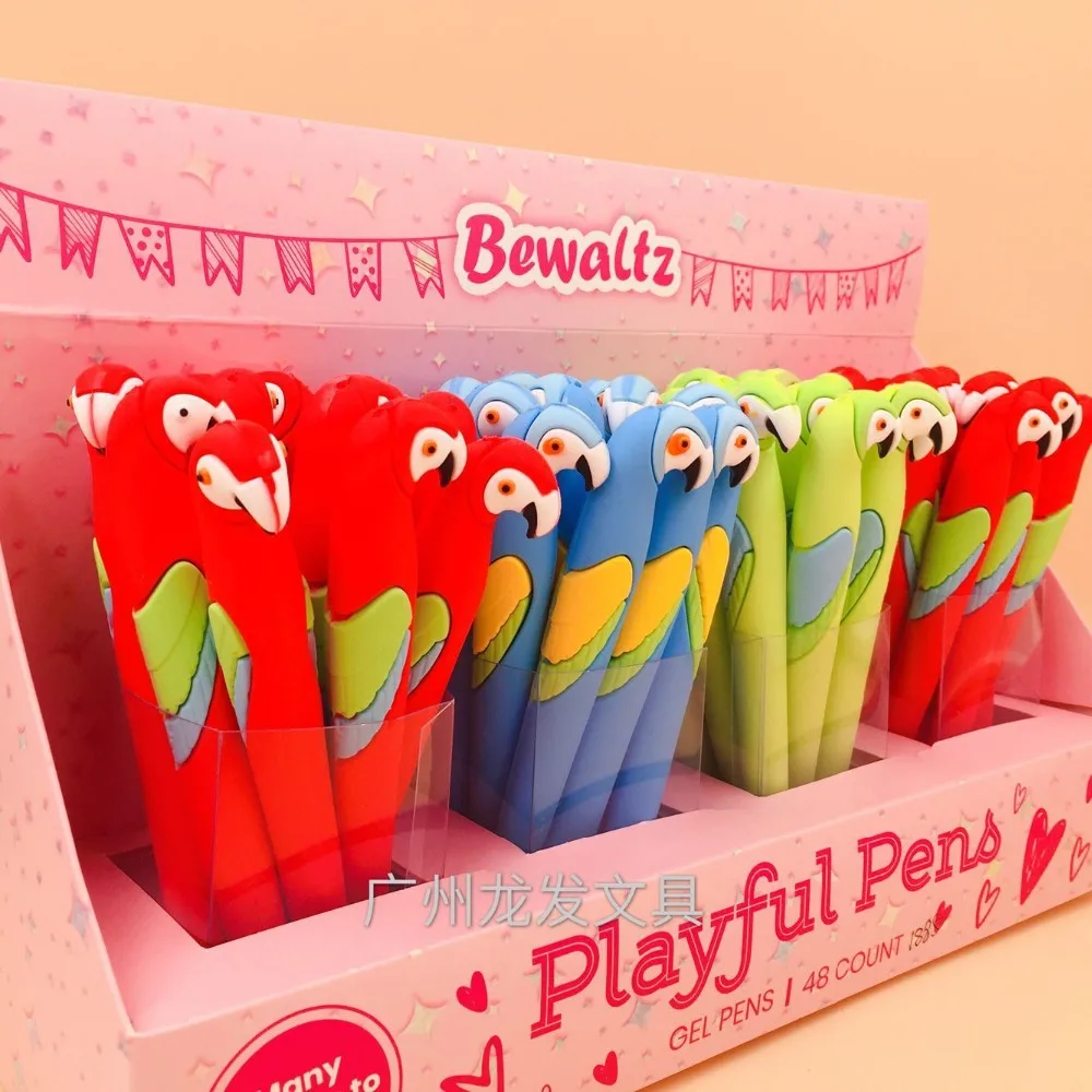 

48pcs/pack Cute Cartoon Animal Parrot Silicone Gel Pen Creative Stationery Sign Pen Students Prize Party Promotion Gift Pen