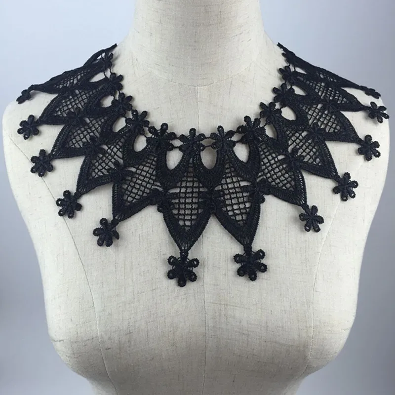 Lace Collar Black White Lace Neck Patches Applique Venise Lace Bud Patch for Women Dress
