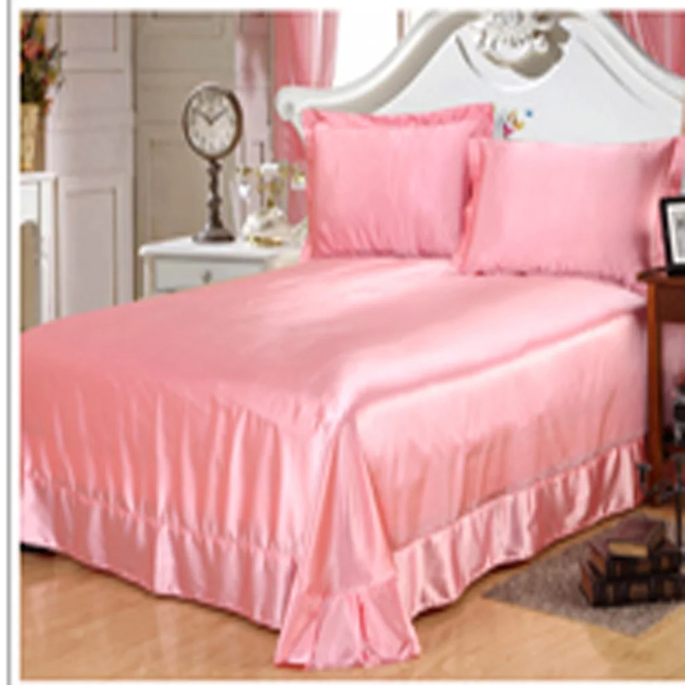 100% satén de seda juegos de cama, ropa de cama de satén blanco colcha almohada hoja de cama set, jeux ropa de cama sabana ajustable 100% satén de seda juegos de cama, ropa de cama de satén blanco colcha almohada hoja de cama set, jeux ropa de cama sabana ajustable