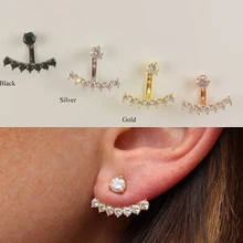 Сережки из чистого серебра 925 пробы с кубическим цирконием спереди и сзади, подарок для невесты, высокое качество, кубический цирконий