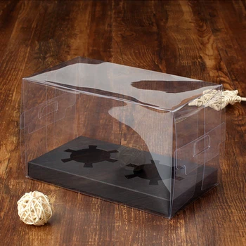 

Clear PVC box Retail Cake Box Cupcake Bakery Macaron Pastry Cookies Pudding Muffin Cupcake box Packaging Boxes 50pcs/lot