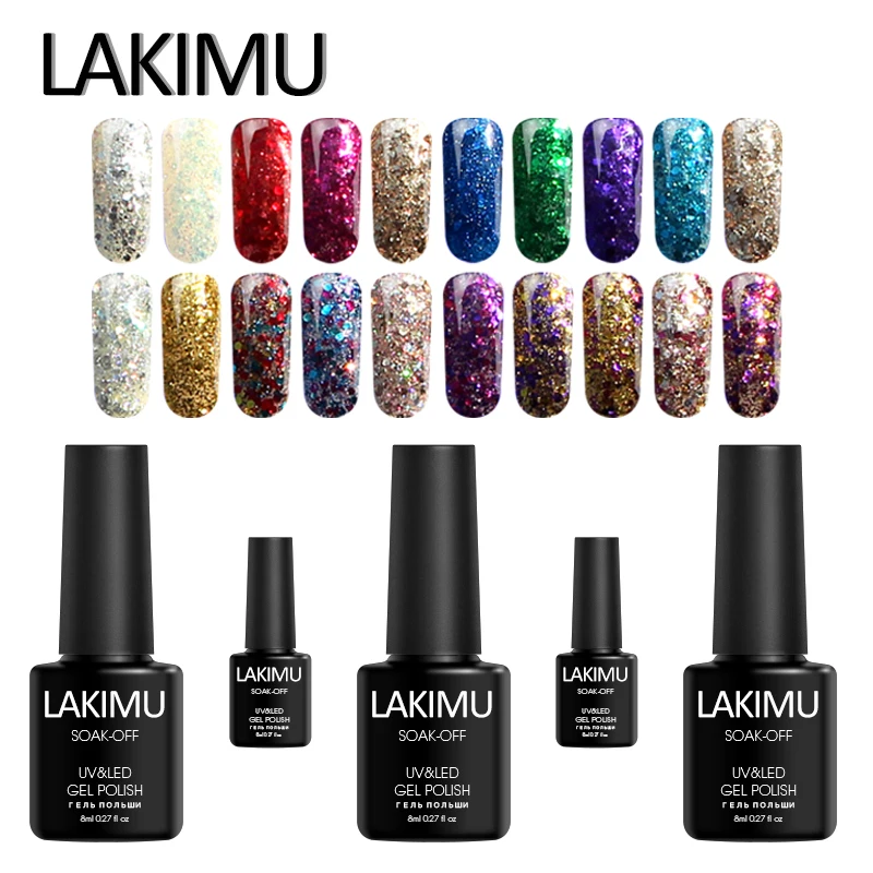 Гибридный гель LAKIMU Permanente для ногтей 1 шт. УФ-гель с золотыми алмазами отмачиваемый