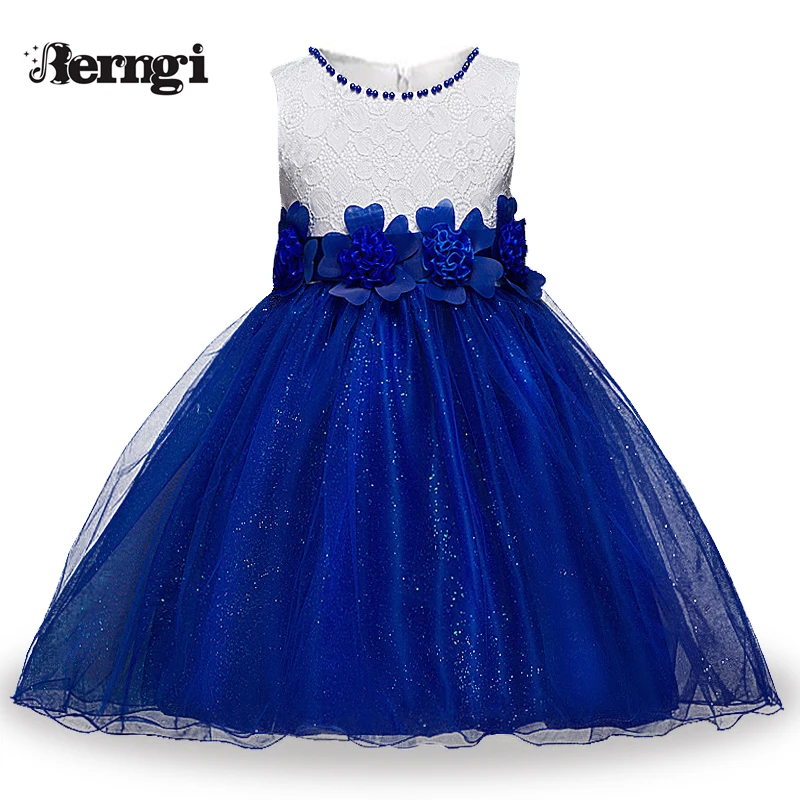

Berngi Red Princess Children Fancy Dress Ball Gown Lace Wedding Dresses Girls Kids Party Wear Clothes for 3-12 Years