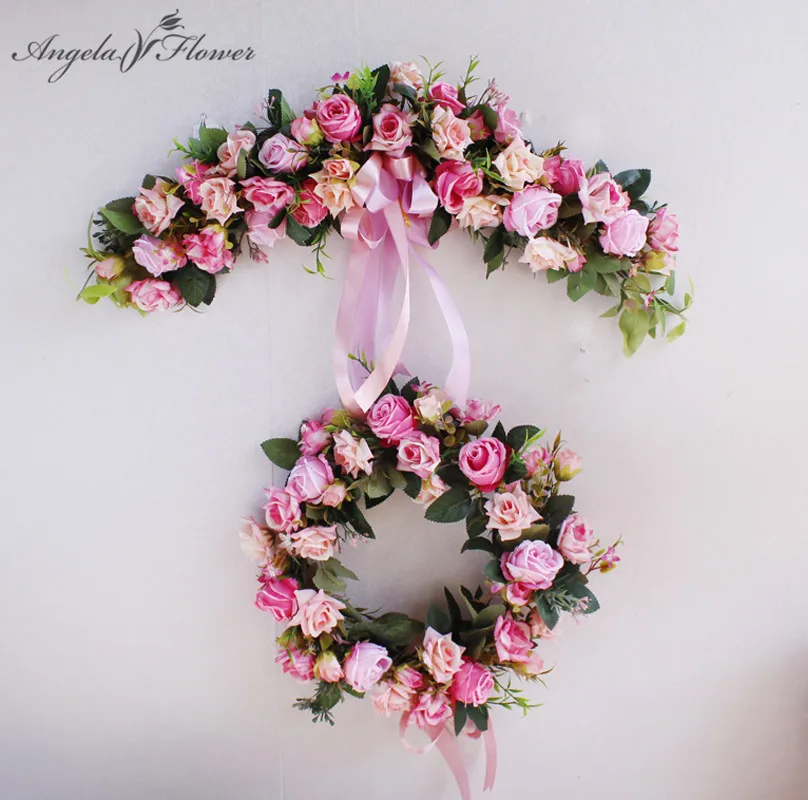 Европейский искусственный венок двери порог цветок DIY свадебный дома Гостиная Подвеска для вечеринок гирлянды Рождественский подарок украшение Роза купить на AliExpress