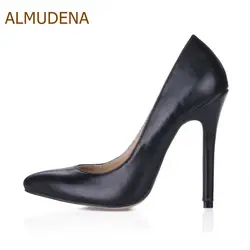 Альмудена Chic Стиль черные высокие туфли-лодочки на каблуке мелкой Туфли под платье деловая модельная одежда туфли-лодочки Свадебная