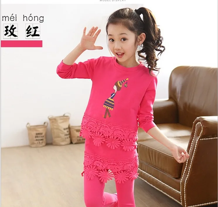 

2020 комплекты одежды для девочек, футболка с длинным рукавом + юбка-брюки, модный кружевной мультяшный спортивный костюм, удобная детская одежда для отдыха