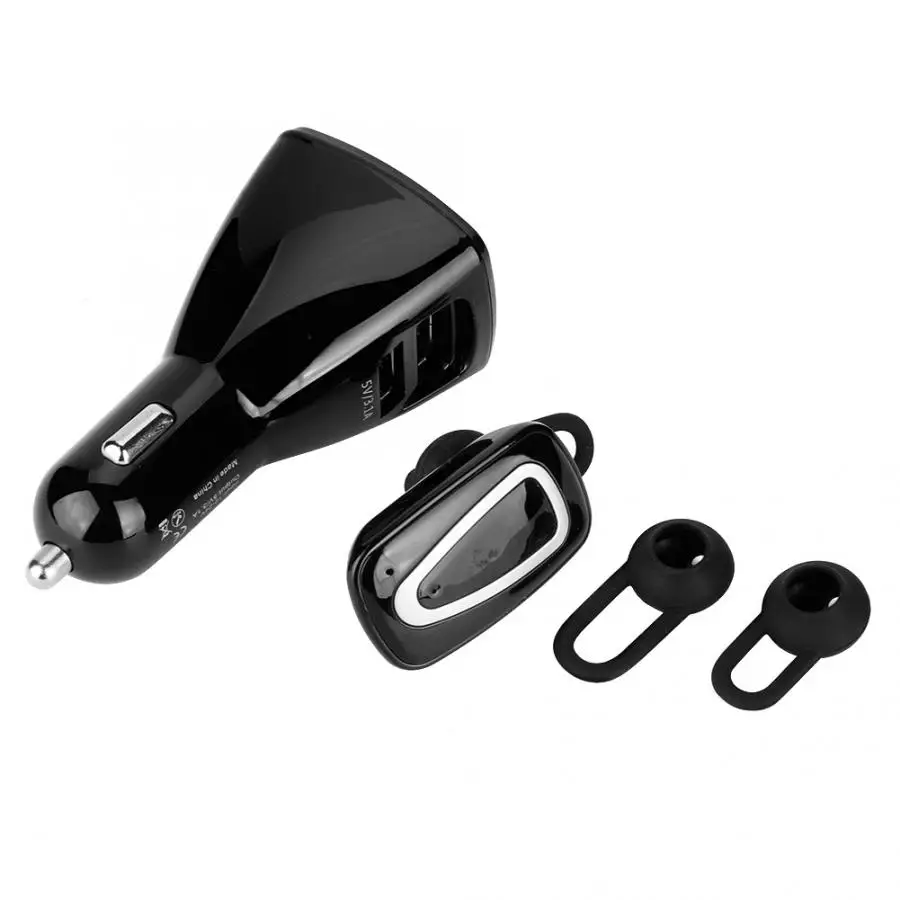 

Hot Sell 1 Set Wireless Bluetooth Car Headset Driving Hands Free Earbuds Dual USB Charger Music Player Automobiles New