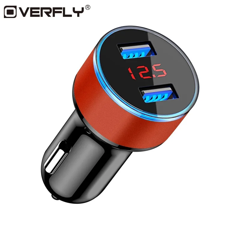 

5V 3.0A Fast Charging Car Charger 2 Port USB Aluminium Alloy Digital LED Display Car Charger For Xiaomi