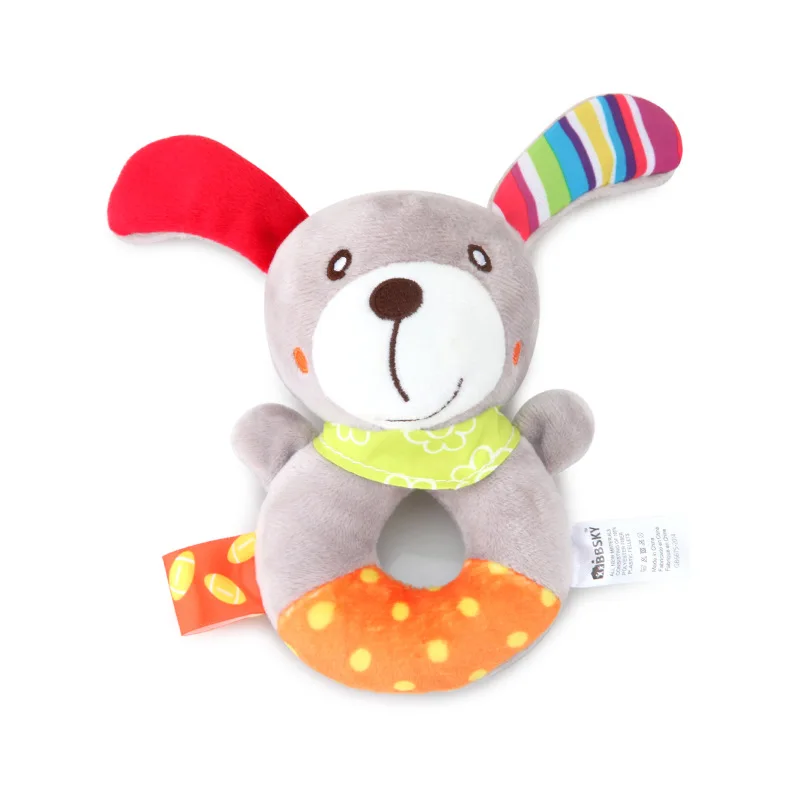Cute cartoon animal hand ring newborn baby plush toy practice grab handshake rattle toy doll suitable for 0-2 years old 6 models
