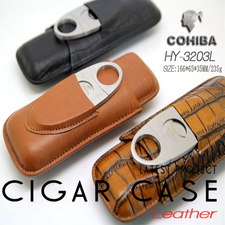 3 сигары) Cohiba кожаный портсигар humidors коробка с резцом из нержавеющей стали набор портативный для путешествий, сигара корпус порт Куба Испания кубинская