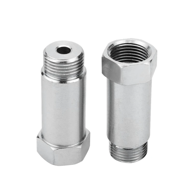 2Pcs Universal 45mm Steel M18x1.5 O2 Oxygen Test Pipe Extension Spacer CEL Fix