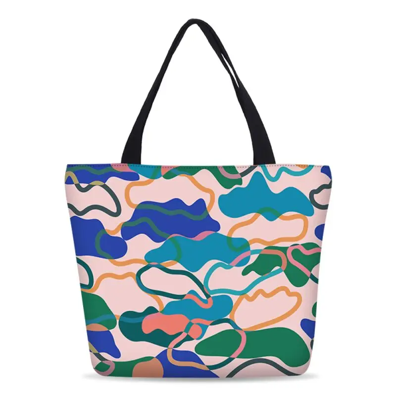 

VEEVANV Women Canvas Handbags Fashion Dot Pattern Girls School Bookbags Ladies Portable Beach Shoulder Bags Female Shopping Tote
