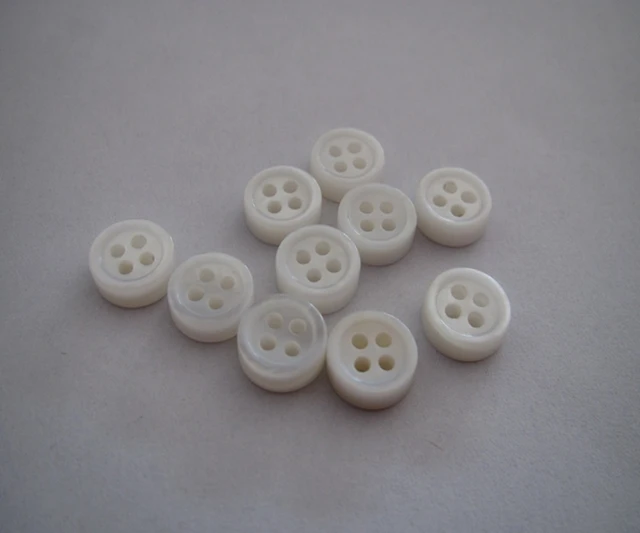 4mm Thickness Mother of Pearl (MOP) Buttons, 4-Hole, White